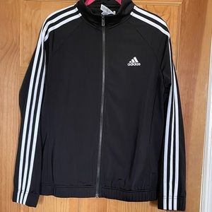 Adidas Track Jacket - Black  w/ white stripes - Size M